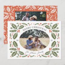 Vintage Holly Bär Oval Foto | Röd och Grön