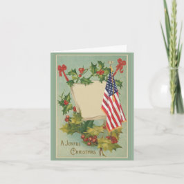Vintage Holly Berries American Flagga Helgkort