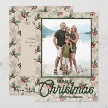 Vintage Holly Berries God jul Photo