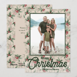 Vintage Holly Berries God jul Photo Julkort