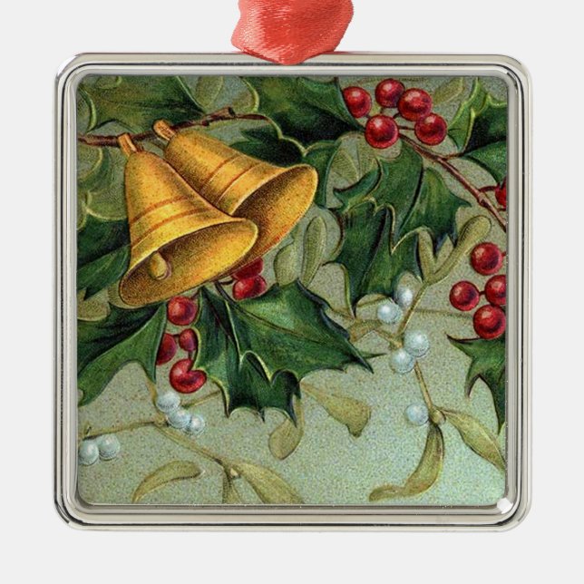 Vintage Holly Berries Julgransprydnad Metall (Framsidan)