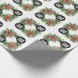 Vintage Holly Berry Jul Företag Logotyp Presentpapper