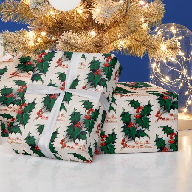 Vintage Holly Berry-jultomten party Presentpapper (Helgdagar)