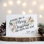 Vintage Holly Bright Typography-jul Helgkort<br><div class="desc">Det här helgdag med festiv och chic har vårt ursprungliga,  handritade vinter-blad med söt typografi i vibrerande färg.</div>