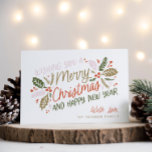 Vintage Holly Bright Typography-jul Helgkort<br><div class="desc">Det här helgdag för festlig och chic har vår ursprungliga,  handdragna vintern med söt,  stipografi i vibrerande färg.</div>