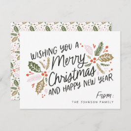 Vintage Holly Bright Typography-jul Julkort