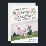 Vintage Holly Bright Typography-julfoto Julkort<br><div class="desc">Det här helgdag med festiv och chic har vårt ursprungliga,  handritade vintern med söt typografi i vibrant färg och tippat foto. Baksidan kommer med en matchande mönster.</div>