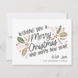 Vintage Holly Bright Typography-julnr-foto Julkort