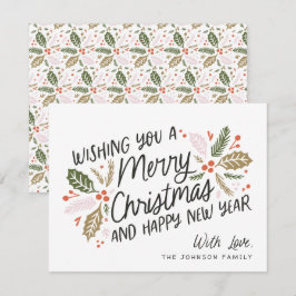 Vintage Holly Bright Typography-julnr-foto Julkort