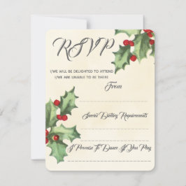 Vintage Holly Bröllop RSVP OSA Kort