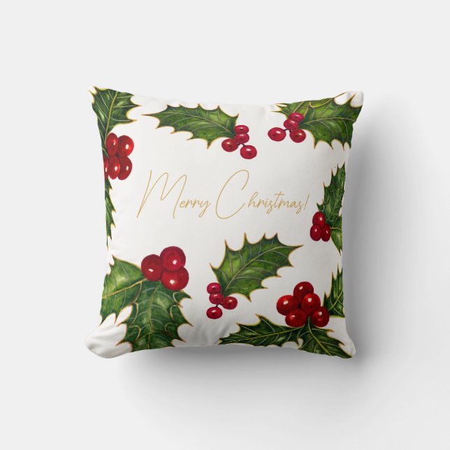 Vintage Holly Holiday Kudd Kudde (Framsida)