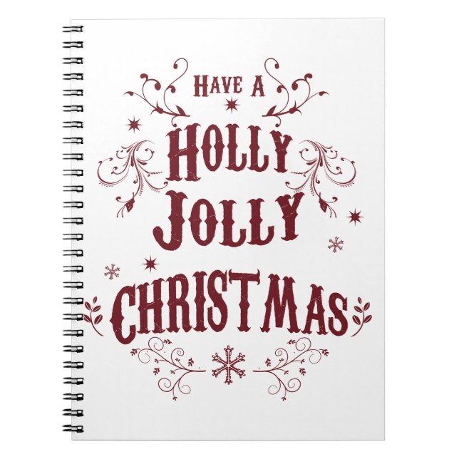 Vintage Holly Jolly Christmas Anteckningsbok (Framsidan)