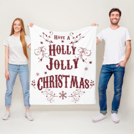 Vintage Holly Jolly Christmas Fleecefilt