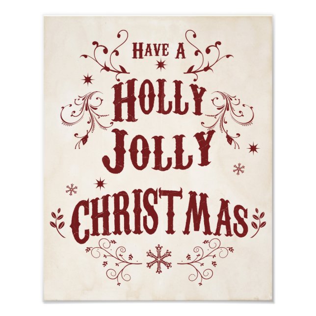 Vintage Holly Jolly Christmas Fototryck (Framsidan)