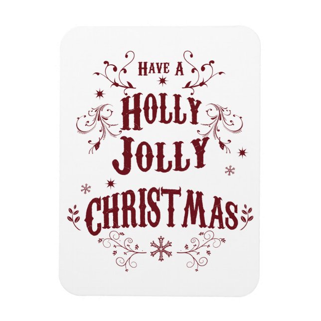 Vintage Holly Jolly Christmas Magnet (Vertikal)