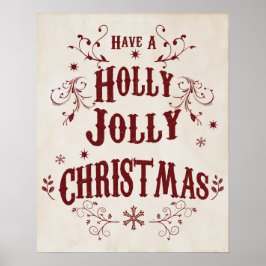 Vintage Holly Jolly Christmas Poster