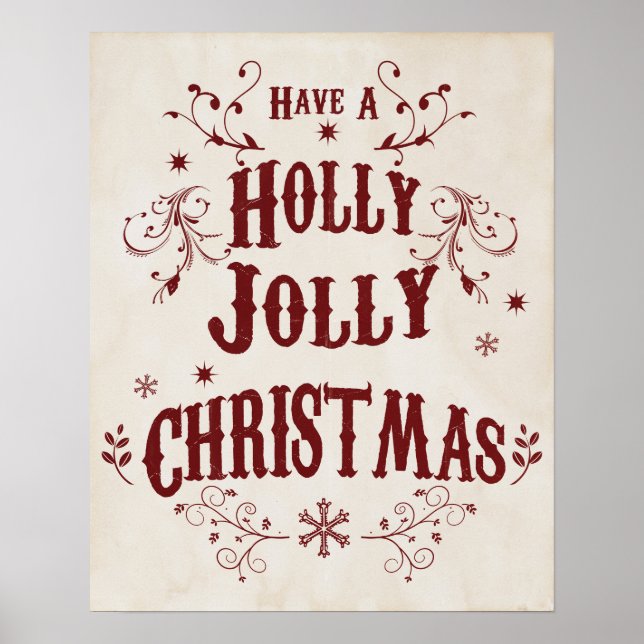 Vintage Holly Jolly Christmas Poster (Framsidan)