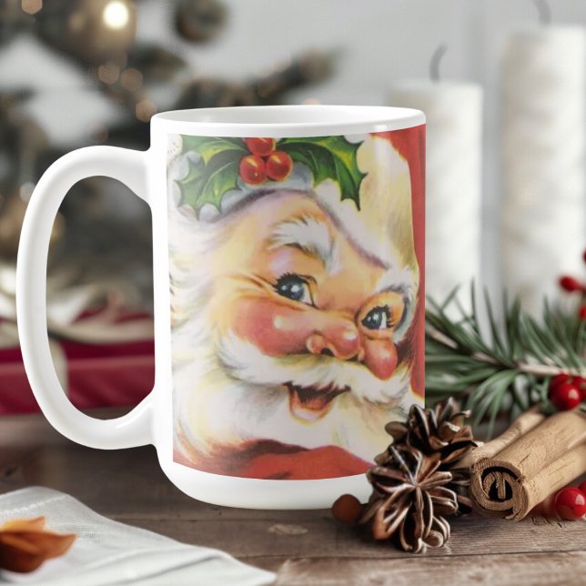 Vintage Holly Jolly Jultomten jul Helgdag Kaffemugg (Vintage Holly Jolly Santa Claus Christmas Holiday Coffee Mug)