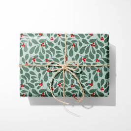 Vintage Holly-julafton Papper - Mint Presentpapper