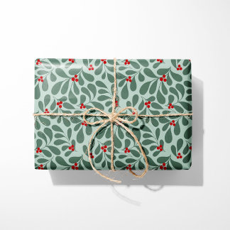 Vintage Holly-julafton Papper - Mint Presentpapper