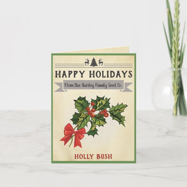 Vintage Holly-julkort Helgkort (Framsida)