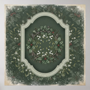 Vintage Holly Misteltoe Julkransaffisch Poster