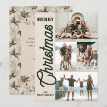 Vintage Holly och Berries God jul Photo