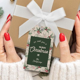 Vintage Holly och Berries God jul Presentetikett