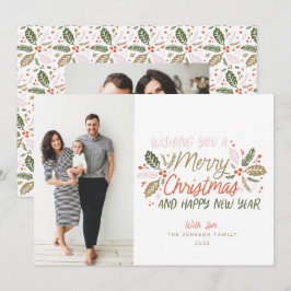 Vintage Holly Photo jul Julkort