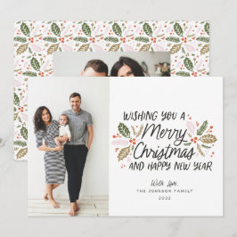 Vintage Holly Photo jul Julkort