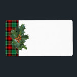 Vintage Holly Red Grönt Play Blank Helgdag-etikett Fraktsedel<br><div class="desc">Vintage konst av holly på en röd och grönt helgdag gav mönster en jultema. Klicka på Anpassa om du vill välja typsnitt,  ändra färg i bakgrunden och mer,  även spara designen för senare tid.</div>