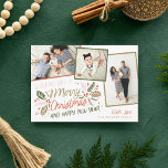 Vintage Holly-tippad ögonblicksbild-multifoto-Helg Julkort<br><div class="desc">Det här helgdag med festiv och chic har vårt ursprungliga,  handritade vintern med söt typografi i vibrant färg och tippade bilder med färgstarkt gräns. Baksidan levereras med en passande mönster för en speciell beröring i extra.</div>