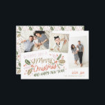 Vintage Holly-tippad ögonblicksbild multifoto Julkort<br><div class="desc">Det här helgdag med festiv och chic har vårt ursprungliga,  handritade vintern med söt typografi i vibrant färg och tippade bilder med färgstarkt gräns. Baksidan levereras med en passande mönster för en speciell beröring i extra.</div>