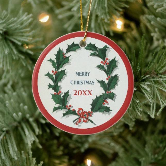 Vintage Holly Wandeine God jul Julgransprydnad Keramik (Träd)