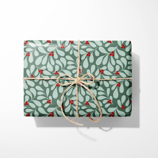 Vintage Holly Wrapping Papper - Sage Presentpapper (Skapare uppladdad)