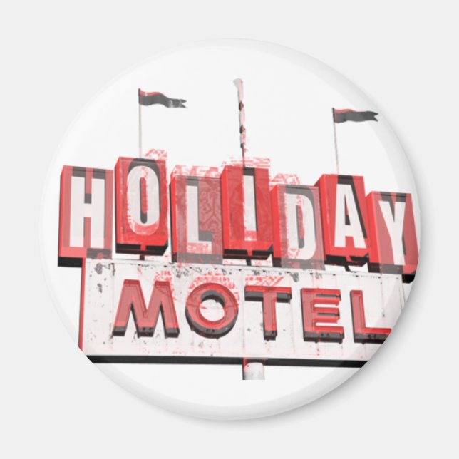 Vintage Hollywood Motel-tecken Magnet (Framsidan)
