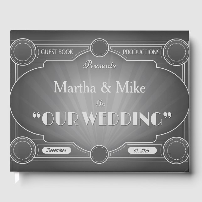 Vintage Hollywood Movie Title Bröllop Guest Bok (Framsida)