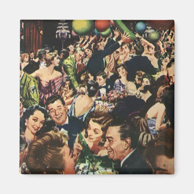 Vintage Hollywood-tema Fancy-fest med ballonger Magnet (Framsidan)