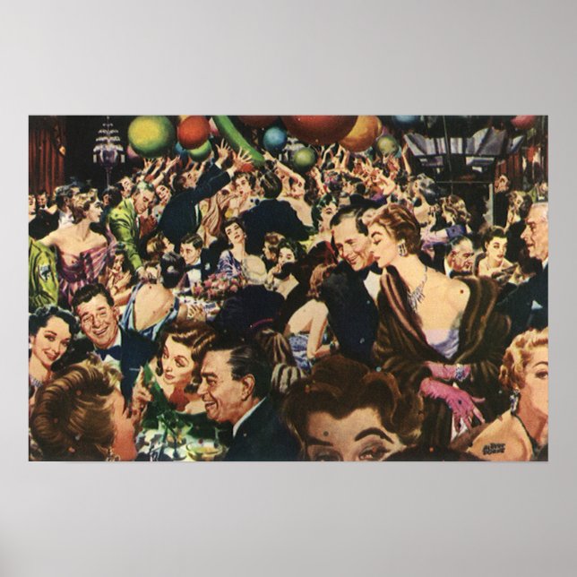 Vintage Hollywood Theme Finare Party med ballonger Poster (Framsidan)