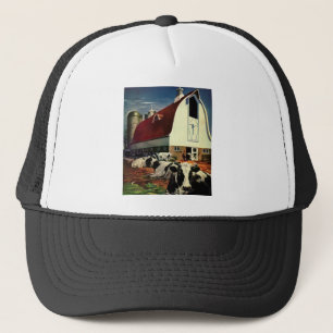 Vintage Holstein Mjölk Cows on Dairy Farm Business Keps