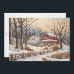Vintage Home Snö Forest Winter God jul Julkort<br><div class="desc">Vintage-julkort med en målning av en gammal rödhushus sitta ensam i mitten i en skog täckt av snö under vintern. Personlig på baksidan med ditt budskap och namn. Kontakta mig om du behöver hjälp med din anpassning eller om du vill be om ytterligare matchning eller samordning av Zazzle-produkter.</div>
