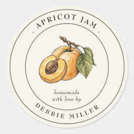 Vintage Homemade Apricot Jam canning jar Label Runt Klistermärke