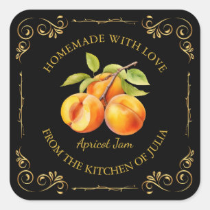 Vintage Homemade Apricot Sylt Square-etikett Fyrkantigt Klistermärke