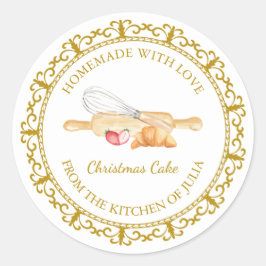 Vintage Homemade Baking Small Business Label Runt Klistermärke