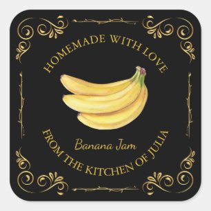 Vintage Homemade Banana Sylt Square-etikett Fyrkantigt Klistermärke