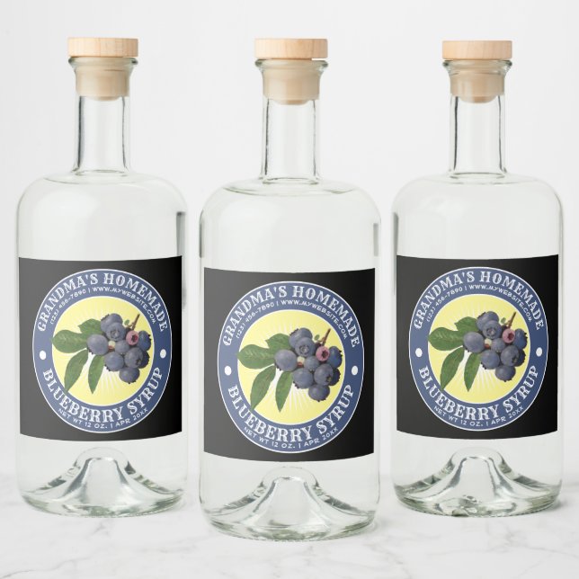 Vintage Homemade Blueberry Syrup-etikettmall Spritflaskor Etikett (Flaskor)