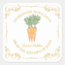 Vintage Homemade Carrot Pickle Square-etikett