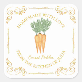 Vintage Homemade Carrot Pickle Square-etikett Fyrkantigt Klistermärke