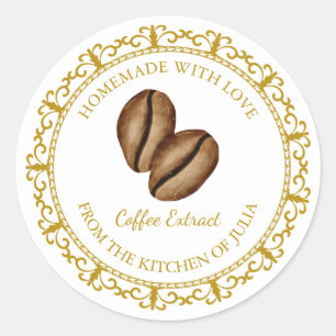 Vintage Homemade Coffee Extract Label l White Runt Klistermärke