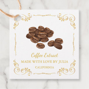 Vintage Homemade Coffee Extract Square Märkre Gåvor Etiketter